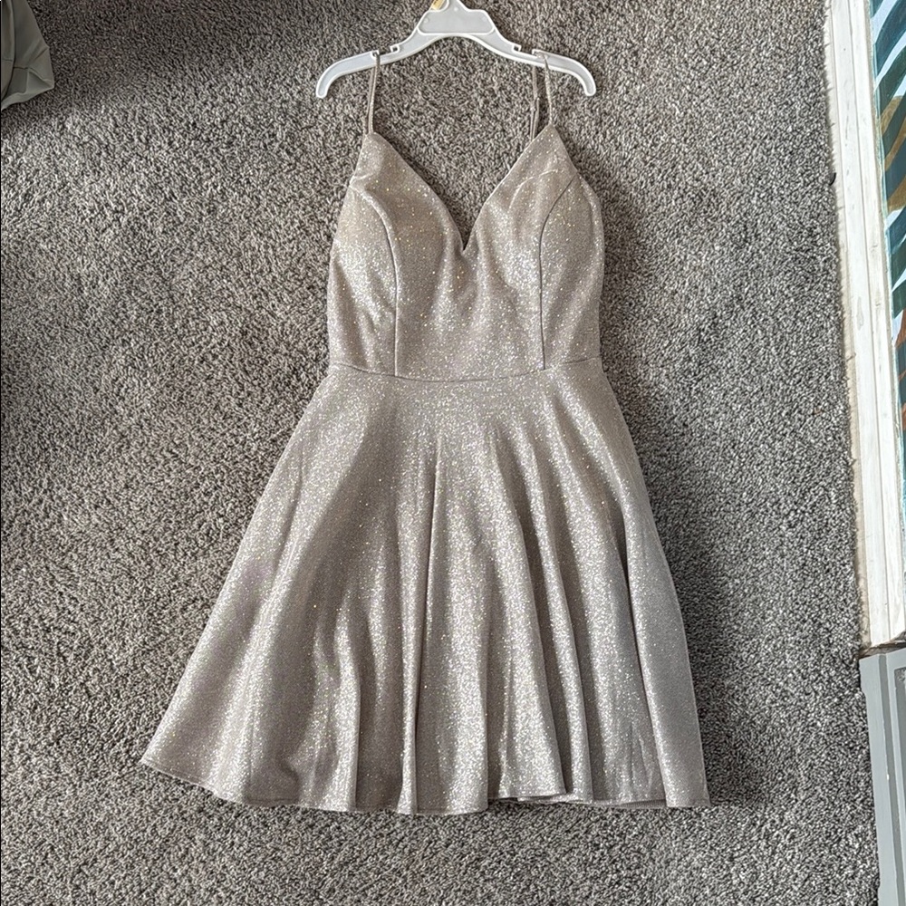 Sparkly Silver Spaghetti Strap Dress new year’s